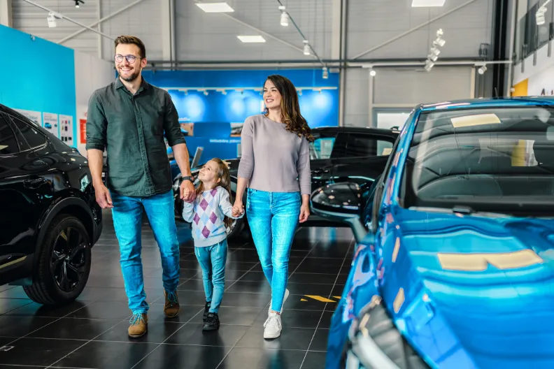 Modern car dealership showroom
